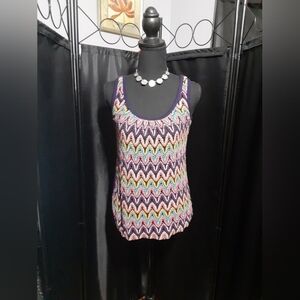 Trina Turk Chevron Crochet Knit Tank Top Purple Multicolor Size PXS Hippie Boho
